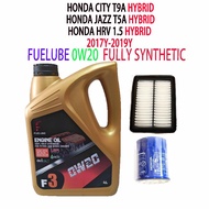 HONDA CITY T9A , JAZZ T5A, HRV 1.5 (HYBRID)  OIL FILTER + AIR FILTER + FUELUBE 0W20 FULLY SYNTHETIC 