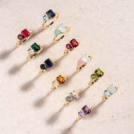 T Titanium Steel Multicolor Zircon December Birthstone Plain Ring Ring