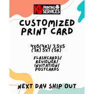 CUSTOMIZED print Card 4x6(4r)/ 3.5x5 (3r) 5x7 (5r) flashcards/reviewer/invitation/ postcards postcar