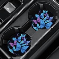 2pcs Butterfly Pattern Car Coaster