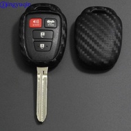 【cw】 jingyuqin Carbon Fiber Silicone Car Remote Key Case Cover For Toyota CAMRY 2012 2013 2014 2015 Corolla Holder Protective Cover