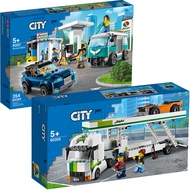 LEGO Urban Automobile Double decker Transport Vehicle 60305 Assembled LEGO Vehicle Service Gas Station Charging Station 60257 Building Blocks