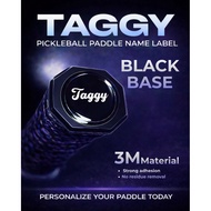 TAGGY🖤BLACK BASE PICKLEBALL PADDLE STICKER CUSTOM NAME STICKER  WITH DESIGN FONT PADDLE BUTT CAP STI