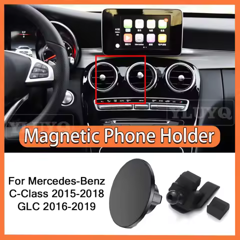 For Mercedes Benz C-Class W205 2015 - 2018 Car Magnetic Phone Holder GLC 2016 - 2019 Gravity Mount 3