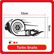 [133]Quality Car Sticker Turbo Snails [12cm x 6cm][Sticker Cutting][Black/White/Red/3M Reflective Wh