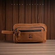 REVEN LEATHER Nakula Bag - Tas Tangan Pouch Pria Kulit Sapi Asli Free Random Gift