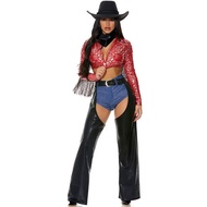 6Pcs/Set Halloween Party Cowboy Costume For Adult Women Gothic Sexy Cowgirl West Cowboy Cosplay Unif