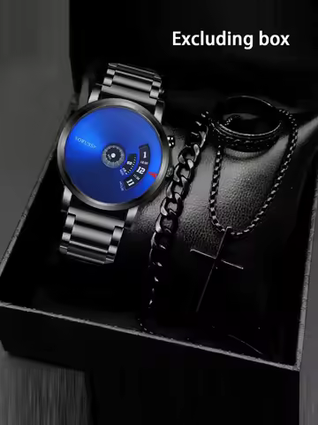 ORUSS Authentic New Men's Watch Automatic Movement Starry Sky Steel Belt Set Waterproof Black Techno