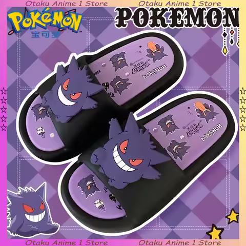Pokemon Gengar Slippers for Men Women Cartoon Bathroom Anti Slip Couple Slipper Outdoor Casual Slipp
