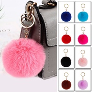 6/8/10CM Artificial Rabbit Fur Plush Key Chain Fluffy Fur Ball Pom Pom Keychain Car Bag Keychain Key
