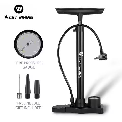 WEST BIKING Bicycle Pump 160PSI Portable Stainless Steel Bike Pump Schrader Presta Valve Inflator Mo