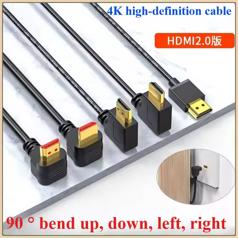 1PCS 4K high-definition cable, HDMI cable, 90 degree bend HDMI 2.0 data cable, computer TV set-top b