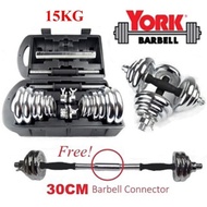 DUMBELL YORK SET 15KG DUMBELL SET 15KG BARBEL SET DUMBELL YORK SET CHROME 15 KG