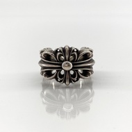 【二手】CHROME HEARTS 雙花十字 SV925 戒指，18.5 號，19.67 克，銀色
