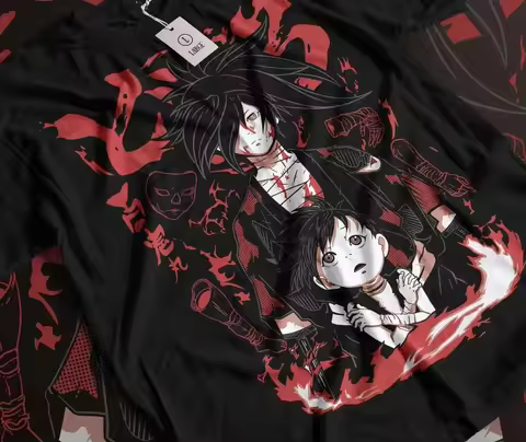 2026 Dororo Single Sided T-shirt Hyakkimaru & Dororo Blood Flame Dark Anime Print Cotton Tee For Sei