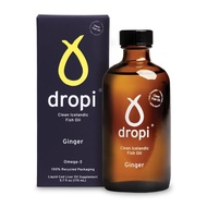Dropi Omega 3 Fish Oil Liquid, Ginger - Maximum Strength Omega-3s EPA, DHA, Vitamin A & D - Extra Vi
