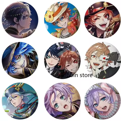 58mm Pop Game Twist Wonderland Button Pin Creative Cute Anime Character Art Badge for Backpack Decor