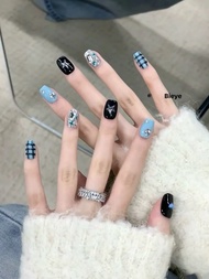 Blue Black Spicy Girl Summer New Handmade Wearable Nail Art Y2kbaby Magic Mirror Powder Sweet Cool S