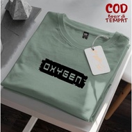 HITAM Oxygen Block Text Distro T-Shirt Black Contemporary Men's T-Shirt Bandung Distro T-Shirt Men's
