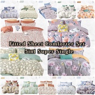 Super Single 5in1 Fitted Bedsheet Comforter Set 单人床单-棉被款 (YANASEN) [Ready Stok] Cadar Fitted