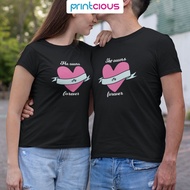 PRINTCIOUS Owns My Heart Couple T-shirt For Men & Women | Graphic Tees/Couple Clothes/Viral Couple S