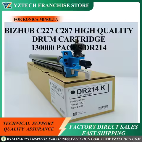 1PCS Drum Unit For Konica Minolta Bizhub C227 C287 High Quality Drum Cartridge 130000 Pages DR214