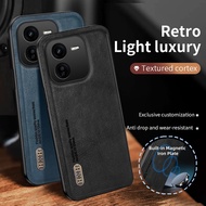 Leather Casing For vivo iQOO Z9x iQOOZ9x iQ00Z9x V2353A I2219 Phone Case Luxury Car Magnetic Holder 