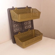 Multipurpose SHELF/HANGING SHELF/WALL SHELF NUVO STACKING 2 TIER GOLD