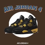 Original Jordan 4 Air Jordan 4 Retro Black Yellow Basketball Shoes YYBT