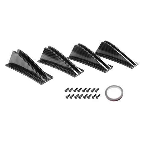 A13Z-Universal 4Pcs/Set Car Rear Bumper Diffuser Spoiler ABS Anti-Collision Rear Bumper Lip Diffuser