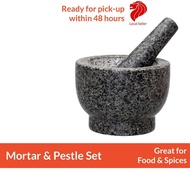 REAL GRANITE (No Plastic) Mortar and Pestle Set (SG Warehouse) - Traditional and Authentic for kitchen.