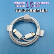 1 meter Dual Type-C Braiding Thread Fast Charge Data Cable compatible with phone 15 Pro
