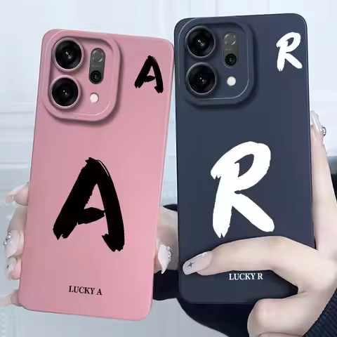 For OPPO Reno14 Pro 5G Cover Case Lucky Initial Letter Couple Silicone Soft Matte Phone Bumper for O
