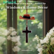 TN5WC4 Car Ornament, Cowboy Hat Coffee Cross Car Pendant, Car Ornament Cow Pattern Western Style Lov