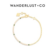 Wanderlust + Co Pave 14K Gold Vermeil Emerald Mini Tennis Chain Bracelet 14K Gold Plated Jewelry