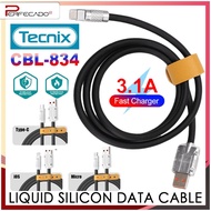 TECNIX USB to Data Cable Liquid Silicone Cable Metal Charger CBL-834-M / CBL-834-I / CBL-834-C
