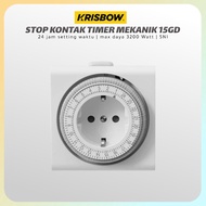 Krisbow 15-Minute Mechanical Manual Timer Socket | 15GD Manual Timer Power Plug