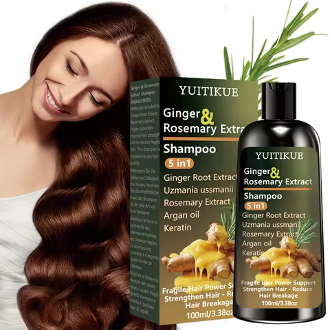 YUITIKUE Ginger Rosemary Shampoo 100ml with Argan Oil & Keratin Nourishing Strengthening for Weak Ha