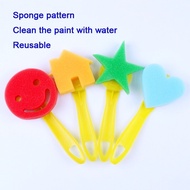 (4IN1) Cartoon Sponge Brush Kids DIY Painting Sponge Seal Graffiti Tool Watercolor AMT