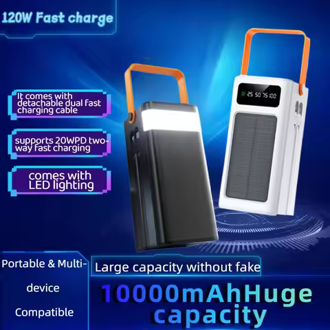 100000mAH Massive Capacity Power Bank with 120W Super Fast Charging, Efficiently Powers 7 Devices At