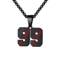 AIAINAGI Baseball Number Necklace for Boy 00-99 Athletes Jersey Number Necklace Stainless Steel Chai