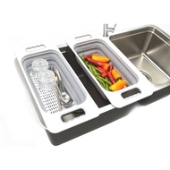 SAMMART 2.6L (0.68 gallon) Set of 2 Over The Sink Rectangular Colander (2, Grey)