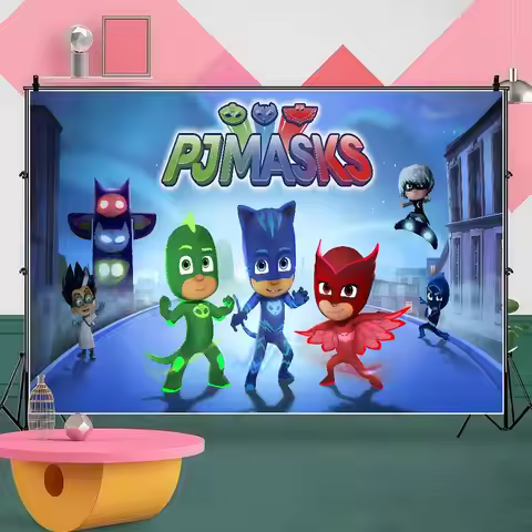 Cartoon PJ M-Masks Photography Backgrounds New Year Home Decoration Photo Booth Photographic Backdro