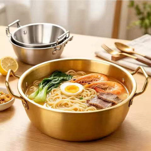 304 Stainless Steel Sauce Dishes with Handles,Korean Ramen Bowl Stackable Food Container for Salad,k