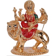 Gold Plated Ceramic Durgai Amman,lashmi,vinayagar statue on Lion Idol  for Car DashboardPuja Home Of