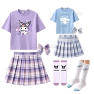 Sanrio Kuromi T-shirt Tops Pleated Plaid Skirt Clothes for Kids Girls 2 3 4 5 6 7 8 9 10 Year Old Ch