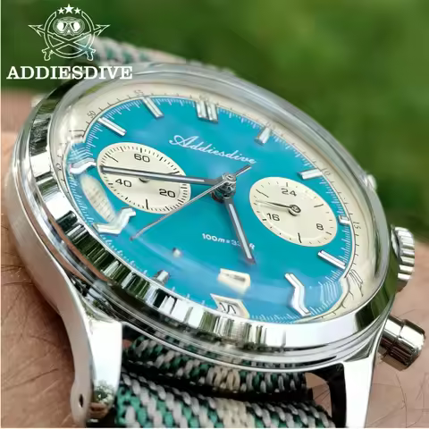 ADDIESDIVE Men‘s Chronograph Watch BGW9 Super Luminous 10Bar Waterproof Bubble Mirror Glass VK64 Qua