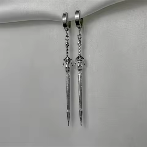 Punk Vintage Medieval Weapon Knight Sword Earrings Grunge Y2K Alt Goth Edgy Dangly Blade Dagger Earr