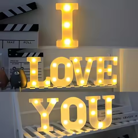 1pc White Decorative Led Light Up 6.3'' Number Letters Sign Night Lights Marquee For Home Wedding Pa