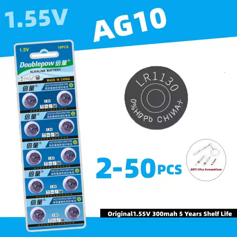 2-50pcs Doublepow AG10 Batteries LR1130 LR54 L1131 SR1130 High Capacity Button Cell Coin Battery for